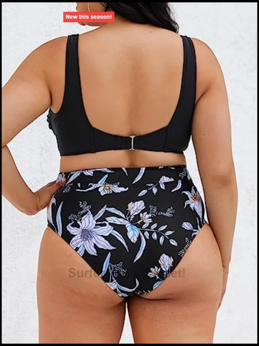 Plus Size High Waisted Cutout Bikini Set with Back Hook